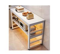 Kitchen Island, Tavolo multiuso a più livelli, con ripiani aperti, per microonde e forno, versatile per sala da pranzo, casa, bar (120 x 40 x 80 cm)
