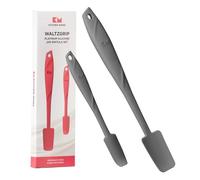 Kitchen Mama Silicone Jar & Can Spatula Set: Heat-Resistant, Dishwasher Safe, Ergonomic Grip, Perfect for Mixing, Scraping, Scooping, and Spreading, Nonstick Cookware, Platinum WaltzGrip (Metal Grey)