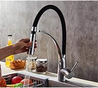 Kitchen Mixer Sink Faucet Brass Black with Chrome∕Nickel Torneira Tap Kitchen Faucets Hot Cold Deck Mounted Bath Mixer Tap with Aerator Single Handle,Chrome