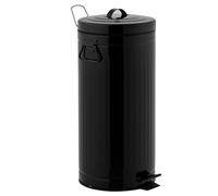 KITCHEN MOVE Brooklyn Pattumiera da Cucina a Pedale, 30 l, Stile Vintage, in Acciaio Inox, con Secchio, Nero