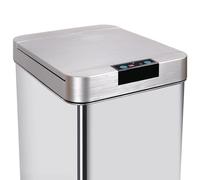 KITCHEN MOVE Coperchio della Spazzatura Automatico Rettangolare Modello Parkside Cromato, ABS, Inox, 28x34xH8.4cm