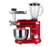KITCHEN MOVE Dallas Pro Robot da cucina multifunzione in acciaio, con tritatutto e frullatore, 1500 W, ciotola da 5,5 l, rosso