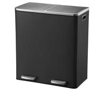 Kitchen Move Major Pattumiera selettiva a Pedale da Cucina, 60 l (2 x 30 l), Grande capacità, per Raccolta differenziata, in Acciaio Inox, Nero Opaco