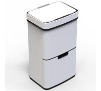 KITCHEN MOVE Pattumiera da cucina Automatica Tri Selettivo Doppio Vano 75l NARVIK BIANCO opaco Riciclaggio Grande Capacità E Pattumiera Da Tavolo 3l