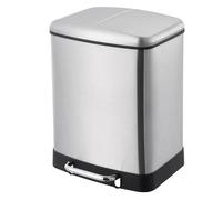 KITCHEN MOVE Pattumiera selettiva a pedale con 2 secchi Capacità 24L (12+12) modello GREENWICH in acciaio inox finitura inox spazzolato coperchio bombato