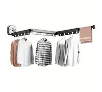 Stendibiancheria da parete in alluminio PYTHON 125 cm, XXL, estensibile e pieghevole, con 15 ganci e scomparti per grucce, ventose potenti, per balcone, bagno, lavanderia