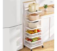 Kitchen nizer - Scaffale a 5 ripiani con 2 cestelli, soluzione salvaspazio per armadi e piani di lavoro, ideale per la casa e la cucina