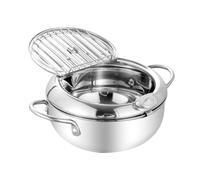 Kitchen Pot for Frying, Stainless Steel Frying Pot, Deep Pot for Cooking, Fryer Pot with Thermograph, Frying Pot with Removable Lid, Stainless Steel Fryer Pot, Deep Frying Pot for Fish