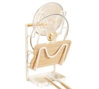 Kitchen Pot Lid Storage Rack, Pot Lid Holder While Cooking, Multifunctional Double-Layer, Triple-Layer Holder with Removable Drip Tray, Kitchen Tools, (3-Layer Beige)