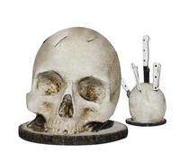 Kitchen Rack For Knives - Resin 15x15x17cm | Skull Design Knife Holder Organizer Stand | Horror Style Kitchen Tool Storage Rack For Countertop Pantry Tabletop Bookshelf Home Decor Use