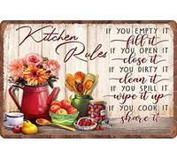 Kitchen Rules If You Empty It Fill It If You Cook It Share It Targa in metallo retrò vintage latta poster decorazione da parete 20,3 x 30,5 cm