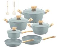 Kitchen - Set di pentole a induzione, 12 pezzi, in granito, antiaderente, set di pentole e padelle PFOA e PFOS, perfetto per principianti e cuochi professionisti (grigio)