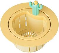 Kitchen Sink Drain Strainer Basket, Cactus Sink Strainer Basket, Fast Drainage and Anti-Clogging, Open with One Press (Yellow)