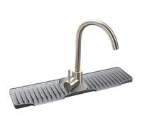 Kitchen Sink Faucet Mat - 15 Degree Sloped Mat, Silicone Protector for Draining, Kitchen Sink Splash Guard, Rubber Shield Tool with Rapid Flow Channel, Water Guard Piece for Drying and Shielding