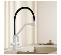 Kitchen Sink Faucet, with Pull Down Sprayer Single Handle Kitchen Faucets, 360 Swivel High Arc Home Stainless Steal Faucets (Color : White-A, Size : 44cm)