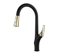 Kitchen Sink Faucet with Pull Out Sprayer,Brass Single Handle Kitchen Faucet with 2-Modes,High Arc Hot & Cold Water Kitchen Sink Taps and Rose Gold (Black and Rose Gold)