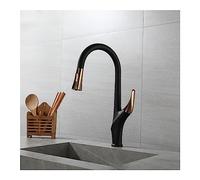 Kitchen Sink Faucet with Pull Out Sprayer,Brass Single Handle Kitchen Faucet with 2-Modes,High Arc Hot & Cold Water Kitchen Sink Taps and Rose Gold (Black and Rose Gold)
