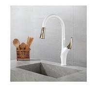 Kitchen Sink Faucet with Pull Out Sprayer,Brass Single Handle Kitchen Faucet with 2-Modes,High Arc Hot & Cold Water Kitchen Sink Taps and Rose Gold (Black and Rose Gold)