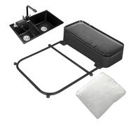 Kitchen Sink Strainer Holder, Foldable Drain Basket Rack, Garbage Net Shelf With 50x Nets, 9.4x6.6x1.5inches Efficient Food Waste Catcher For Clean And Clog- Sinks