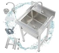 Kitchen Sinks Lavello Cucina 1 Vasca Lavello da Industriale in Acciaio Inox Lavandino da Esterno Lavello Commerciale per Interni Esterni Ristoranti Bagni Garage Magazzini Spessore 1mm