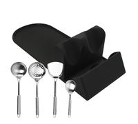 Kitchen Spoon Rest - Multi Slot Cooking Tool Rack Base, Compact Silicone Utensil Stand, Grease Catcher Pad, Heatproof Countertop Support Tray | -Free Solution for Kitchen Counter Meal Serving Stat