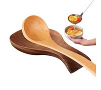 Kitchen Spoon Rest - Wood Spatula Rack, Farmhouse Utensil Holder with Deep Grooves, Aesthetic Countertop Splash Guard, Ideal for Cooking Restaurant Buffet Barbecue Parties