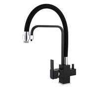 Kitchen Taps 3 Way Kitchen Sink Mixer Tap Kitchen Clean Water Faucet Brass Rotating Pull-Out Hot and Cold Direct Drinking Kitchen Sink Faucet-Black