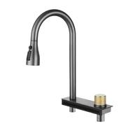 Kitchen Taps Stainless Steel Waterfall Faucet Single Bowl Sink Vegetable Basin Rain Pull Faucet Single Hole Large Bend