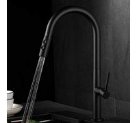Kitchen Taps with Pull Out Spray Hot and Cold Water 360° Rotation Single Hole Two Modes Brass Telescopic Sink Faucet-Black B