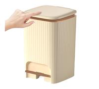 Kitchen Trash Can with Lid, Press Top and Foot Pedal Waste Bin, 15L 9.06x9.06x8.66 inches, Quiet Soft-Close Garbage Basket for Bathroom Laundry RV Bedroom Workplace Dorm Living Room Apartment
