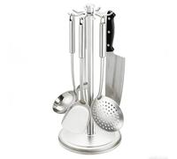 Kitchen Utensil Holder | 21.7x44.5cm/8.54x17.52 Inches With 8 Hooks Spatula Rack,360-degree Rotation Counter Kitchen Tool Holder - For Stirring Rod Home Restaurant Farmhouse Desk Drawer Home Cabinet