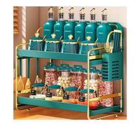 Kitchen Utensil Holder,Utensil Organiser, 2 Tiers Spice Jars Rack,Foldable Spice Holder,Large Capacity Storage Rack,Double Layer Organizer Shelf with Chopstick Holder,Kitchen Spice Rack for Countertop