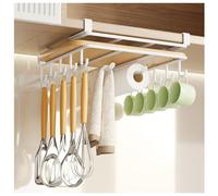 Kitchen Utensil Holder,Utensil Organiser, Cabinet Shelf Organizer,Cutting Board Hanging Shelf with Hooks Kitchen Hooks for Towel Cup Pot Lid