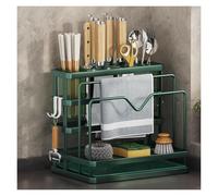 Kitchen Utensil Holder,Utensil Organiser, Flatware Organizer Countertop,Kitchen Storage Organizer with Cutting Coard Rack & Towel Rack,Forks Spoons Knives Chopsticks Rack for Kitchen Storage,Grey(Gree