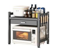 Kitchen Utensil Holder,Utensil Organiser, Microwave Oven Rack,Kitchen Toaster Stand with Drawer, Chopstick Holder, Hooks,Countertop Organizer for Utensils Tableware, 220LB Capacity,2 Layers(2 Layers)
