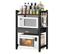 Kitchen Utensil Holder,Utensil Organiser, Microwave Oven Rack,Kitchen Toaster Stand with Drawer, Chopstick Holder, Hooks,Countertop Organizer for Utensils Tableware, 220LB Capacity,2 Layers(3 Layers)