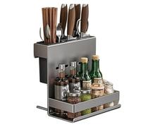 Kitchen Utensil Holder,Utensil Organiser, Wall Mount Spice&Utensil Rack,Kitchen Hanging Storage Shelf for Kitchen Accessories,Multi-Grid Knife Holder,Kitchen Containers for Seasoning Jar,28cm/11in(20.