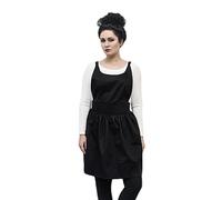 Kitchen Wear by Ugi Nero Grembiule da Cameriera Sofia Chic ed Elegante, Poliestere-Cotone, 80 x 66 x 0.15 cm