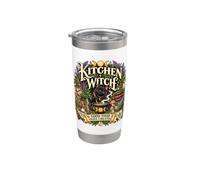 Kitchen Witch Good Food Higher Vibrations Black Cat alle erbe Bicchiere termico in acciaio inox doppia parete