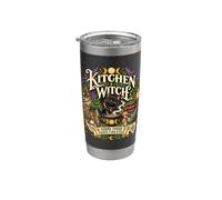 Kitchen Witch Good Food Higher Vibrations Black Cat alle erbe Bicchiere termico in acciaio inox doppia parete