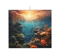 Kitchen YTUOPWE - Tappetino scolapiatti ultra assorbente, reversibile ed elegante, motivo: pesce paradiso