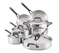 KitchenAid 30001 - Set di pentole e padelle in acciaio INOX a 5 strati, colore: Acciaio lucido