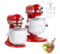 kitchenaid - Accessorio per macchina per gelato adatto per mixer da 4,5/5 QT e 6QT, gelato congelato e sorbetto, 2 litri, bianco (Machine/mixer non incluso)