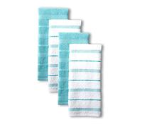 KitchenAid Albany - Set di 4 asciugamani da cucina, 40,6 x 66 cm, colore: acqua/bianco