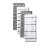 KitchenAid Albany - Set di 4 asciugamani da cucina, 40,6 x 66 cm, grigio/bianco