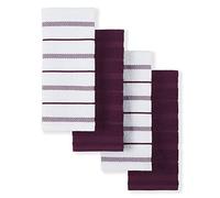 KitchenAid Albany - Set di 4 asciugamani da cucina, in cotone, colore viola/bianco, 40,6 x 66 cm