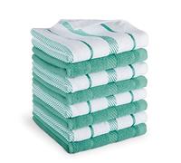 KitchenAid Albany - Set di 8 strofinacci, colore: celeste/bianco, 30,5 x 30,5 cm