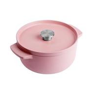 KitchenAid Cast Iron Cocotte in Ghisa Smaltata con Coperchio, Ø 22cm, Rotonda, 3,3L, 4,5kg, Alta Qualità e Durevole, Cuocere, Friggere, Senza PFAS, Induzione, Manico Ergonomico, Forno 260°C,Rosa Secca