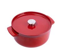 KitchenAid Cast Iron Cocotte in Ghisa Smaltata con Coperchio, Ø 26cm, Rotonda, 5,2L, 6kg, Alta Qualità e Durevole, Cuocere, Friggere, Senza PFAS, Induzione, Manico Ergonomico, Forno 260°C,Rosso Impero