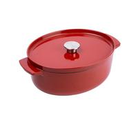 KitchenAid Cast Iron Cocotte in Ghisa Smaltata con Coperchio, Ø 30cm, Ovale, 5,6L, 6,3kg, Alta Qualità e Durevole, Cuocere, Friggere, Senza PFAS, Induzione, Manico Ergonomico, Forno 260°C,Rosso Impero